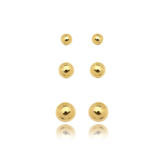 18K Gold Plated Trio Balls Earrings