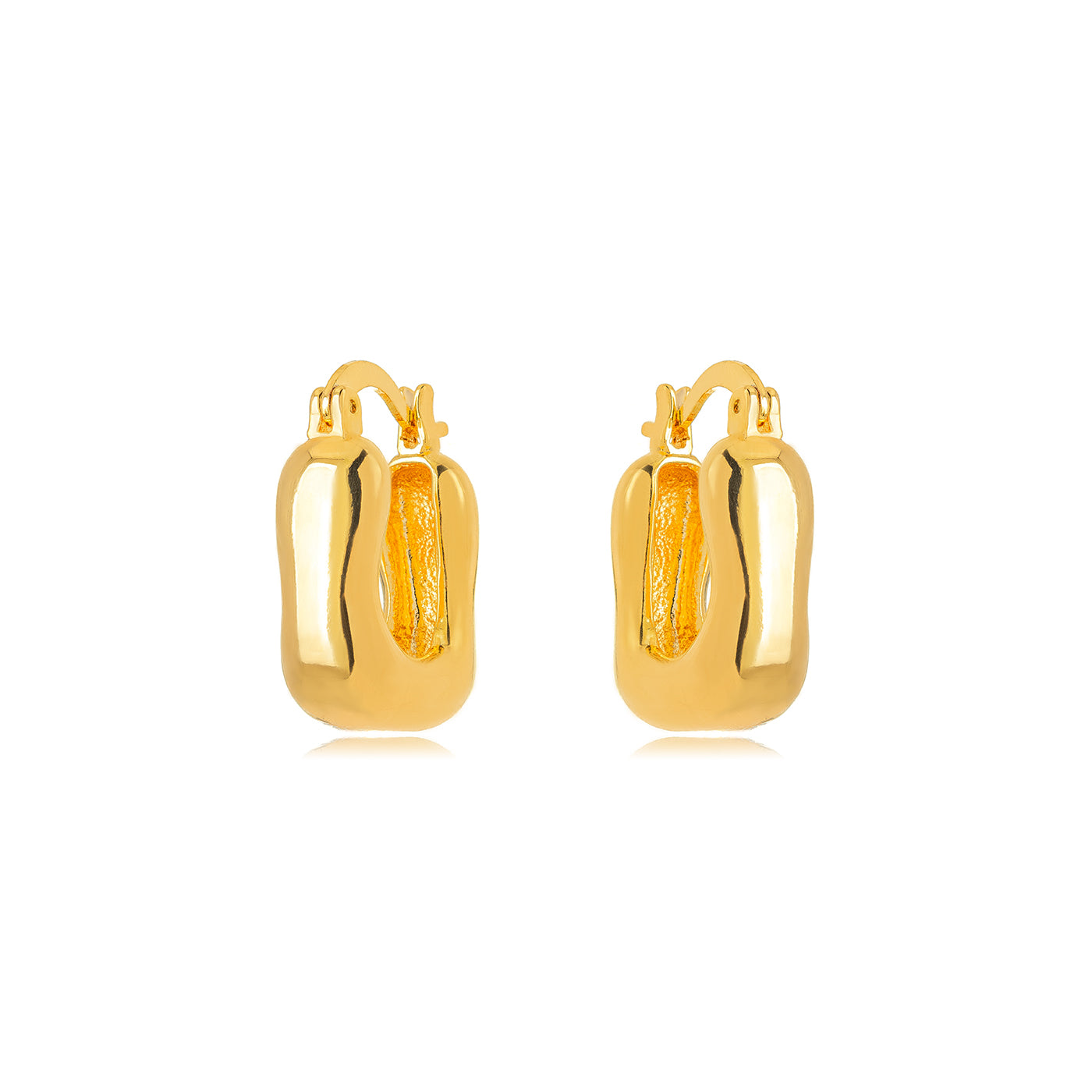 18K Gold Plated Thick Hoops Latch Back Earrings