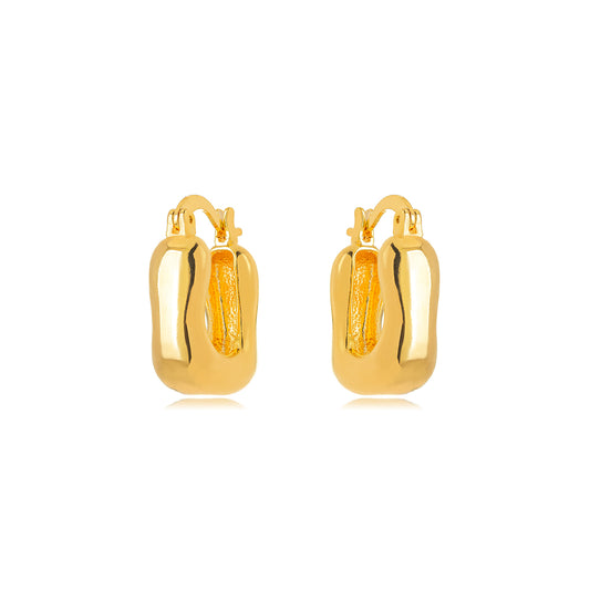 18K Gold Plated Thick Hoops Latch Back Earrings