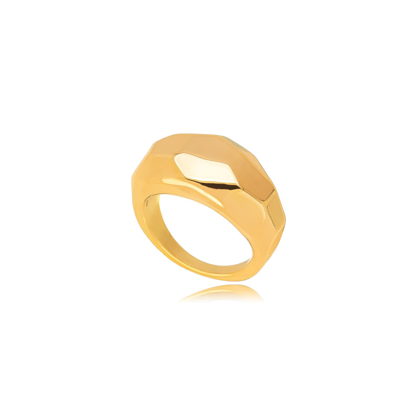 18K Gold Plated Bold Multifaceted Ring