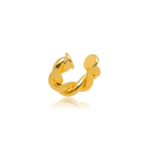 18K Gold Plated Twisted Fake Piercing Earrings