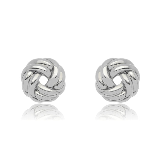 White Rhodium Plated Small Stud Detailed Earrings