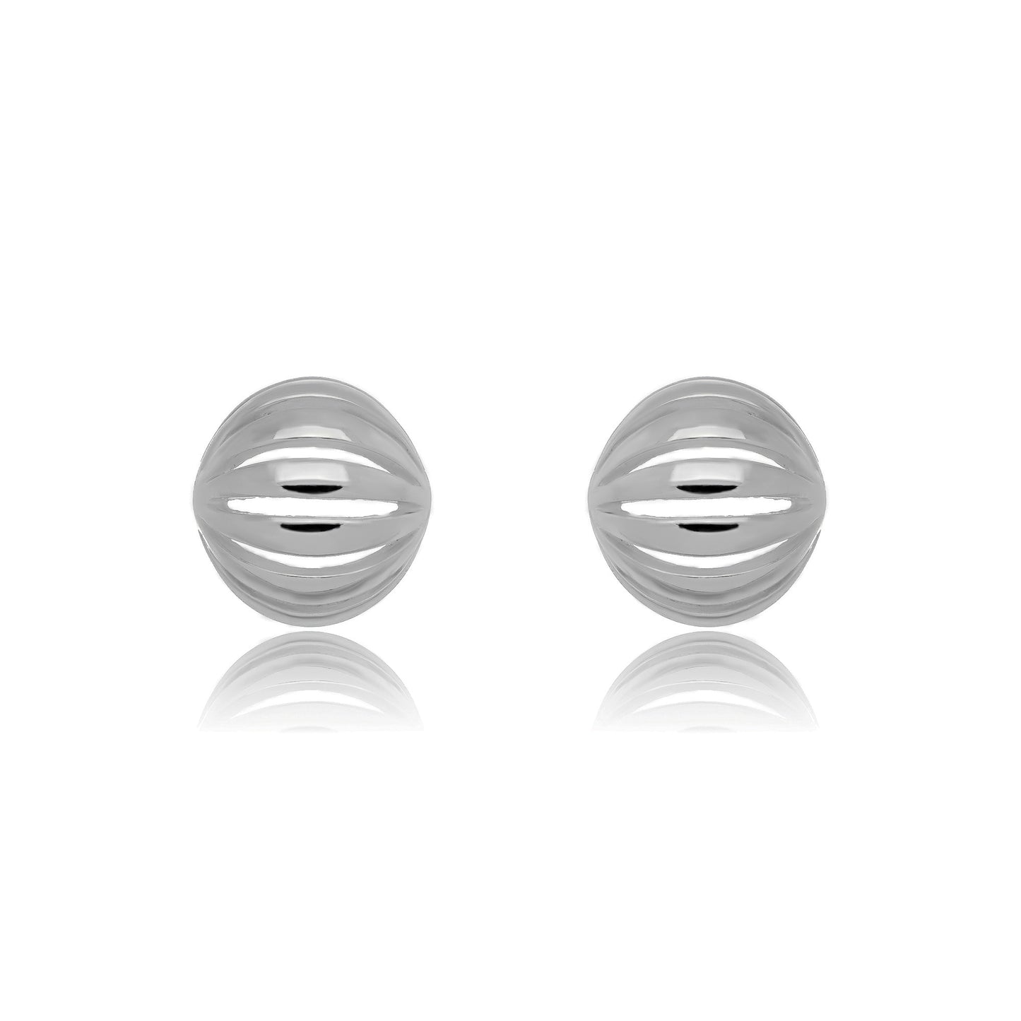White Rhodium Plated Stud Round Earrings