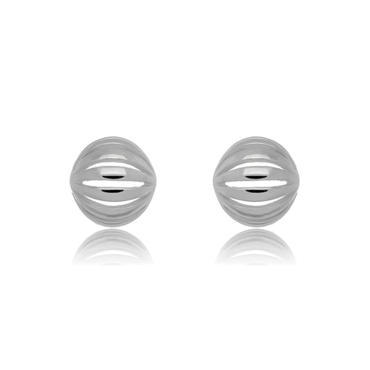 White Rhodium Plated Stud Round Earrings