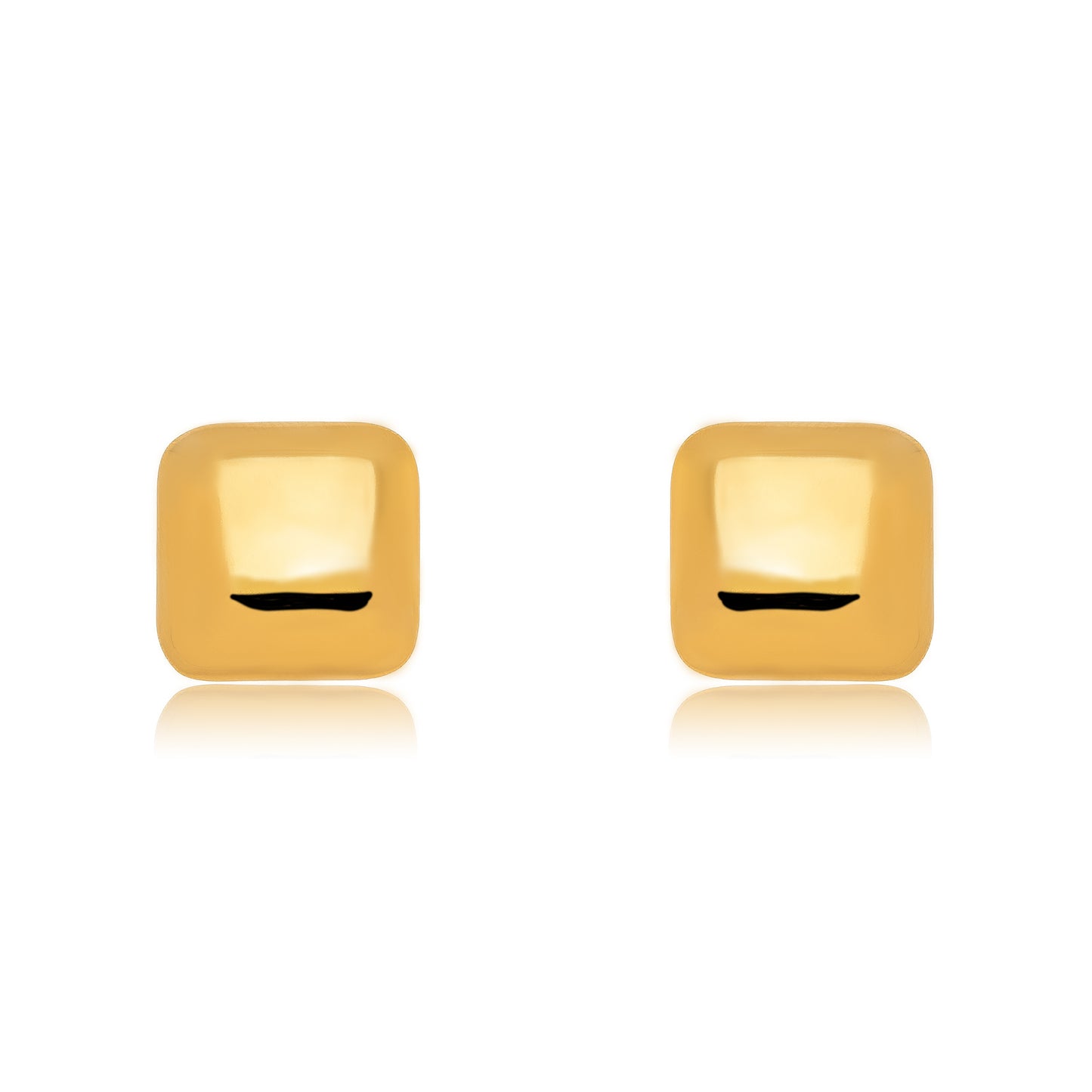 18K Gold Plated Small Domed Square Stud Earrings