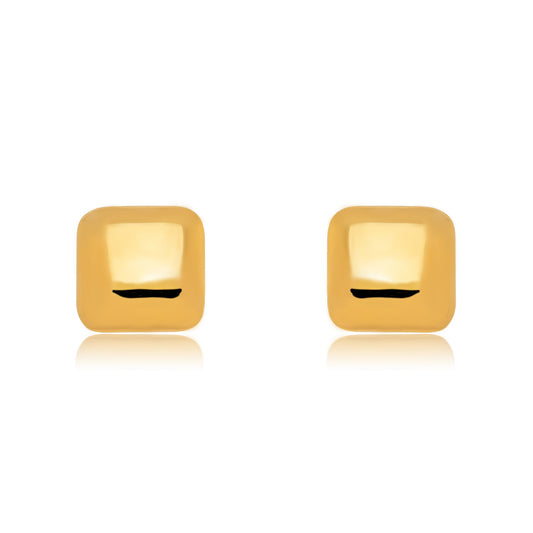 18K Gold Plated Small Domed Square Stud Earrings