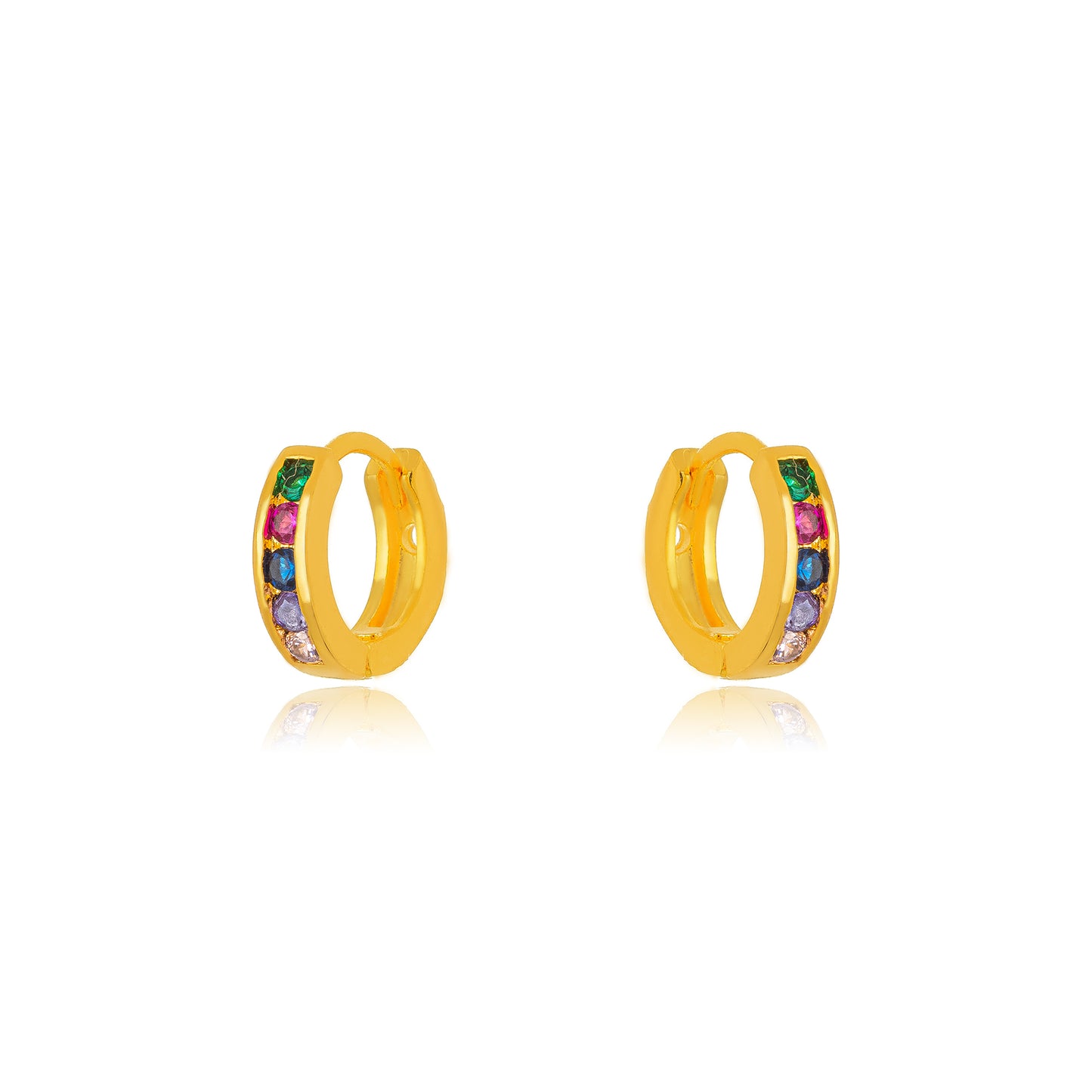 18K Gold Plated Small Colorful Hoops Earrings