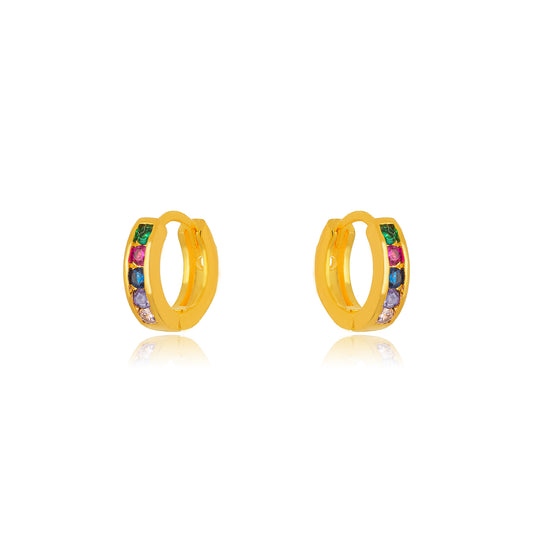18K Gold Plated Small Colorful Hoops Earrings