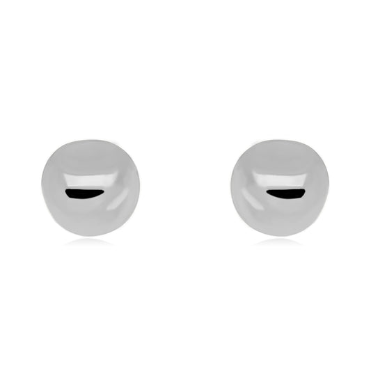 White Rhodium Plated Organic Ball Stud Earrings