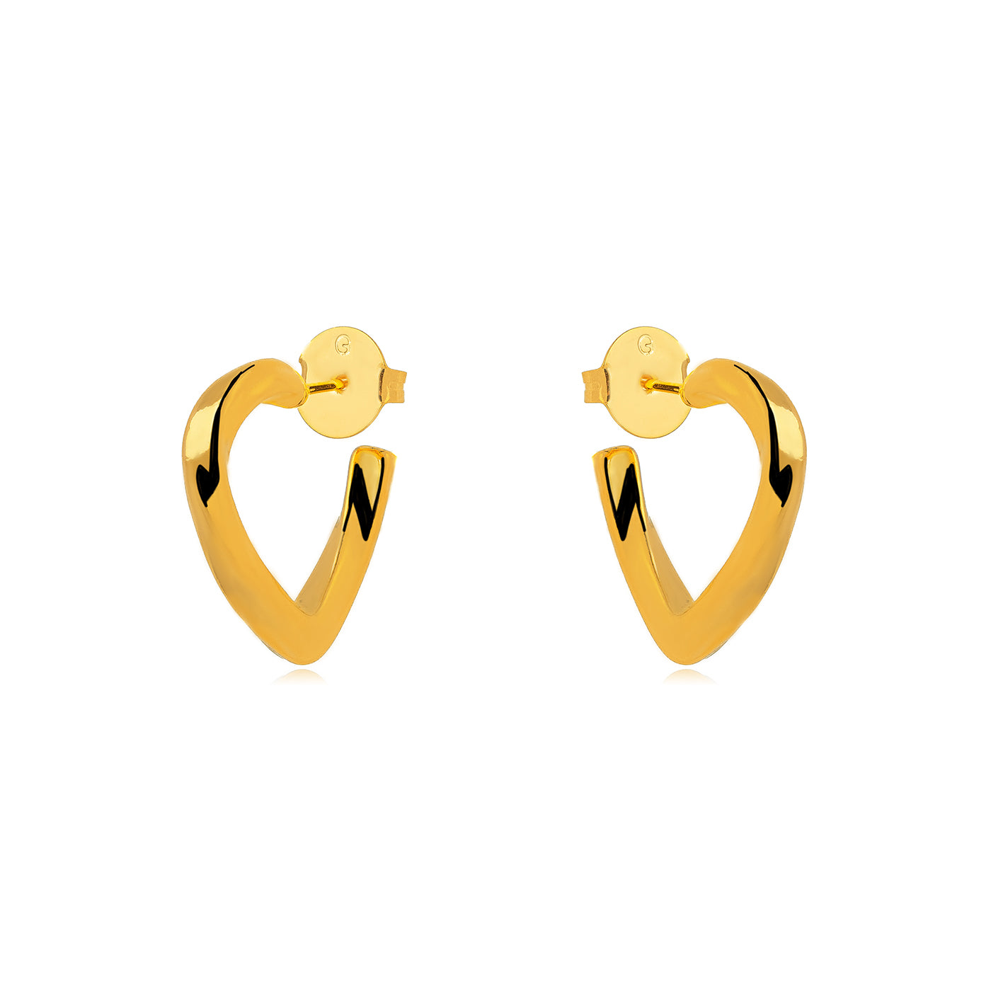 18K Gold Plated Heart Hoops Earrings