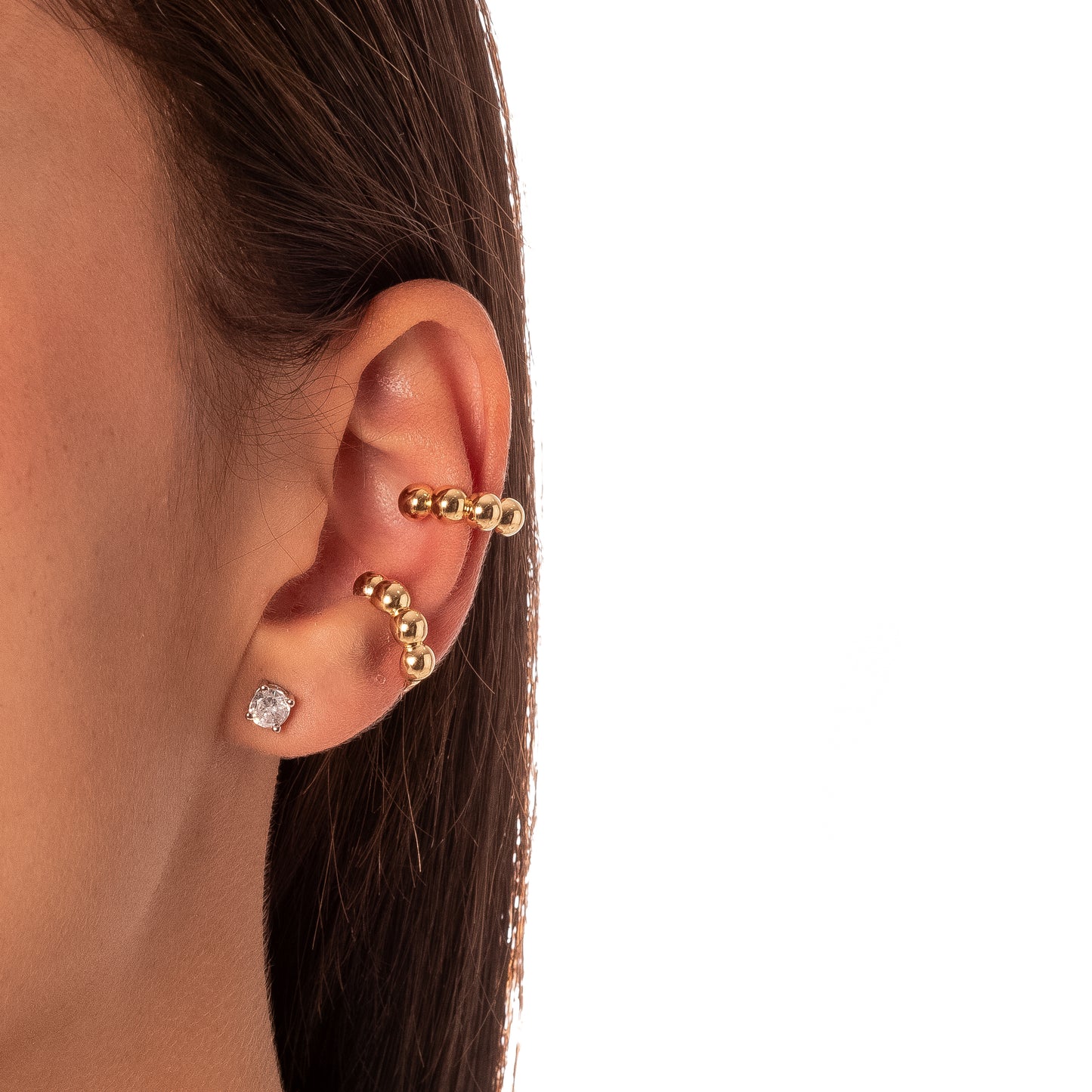 18K Gold Plated Double Fake Piercing Earrings