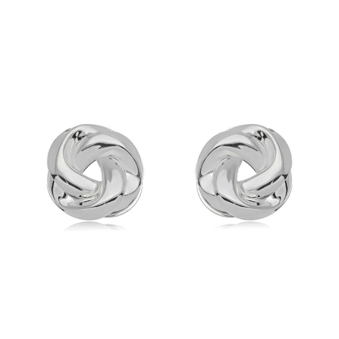 White Rhodium Plated Stud Bold Twisted Earrings