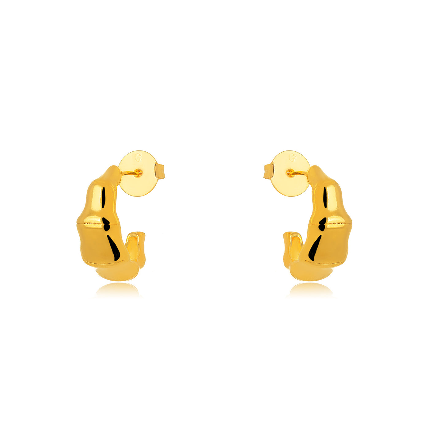 18K Gold Plated Textured C Shape Earrings