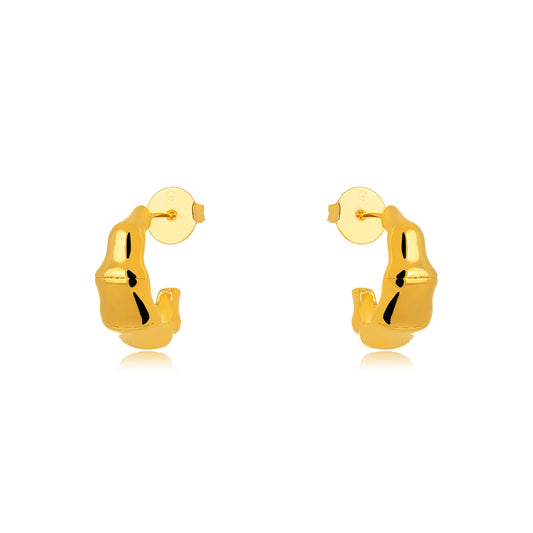 Textured C Shape 18K Gold Plated Earrings