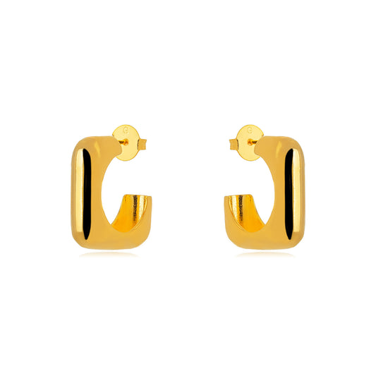 18K Gold Plated Square Bold Hoops Earrings