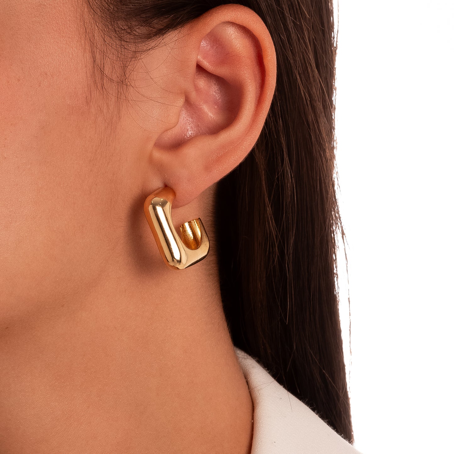 18K Gold Plated Square Bold Hoops Earrings