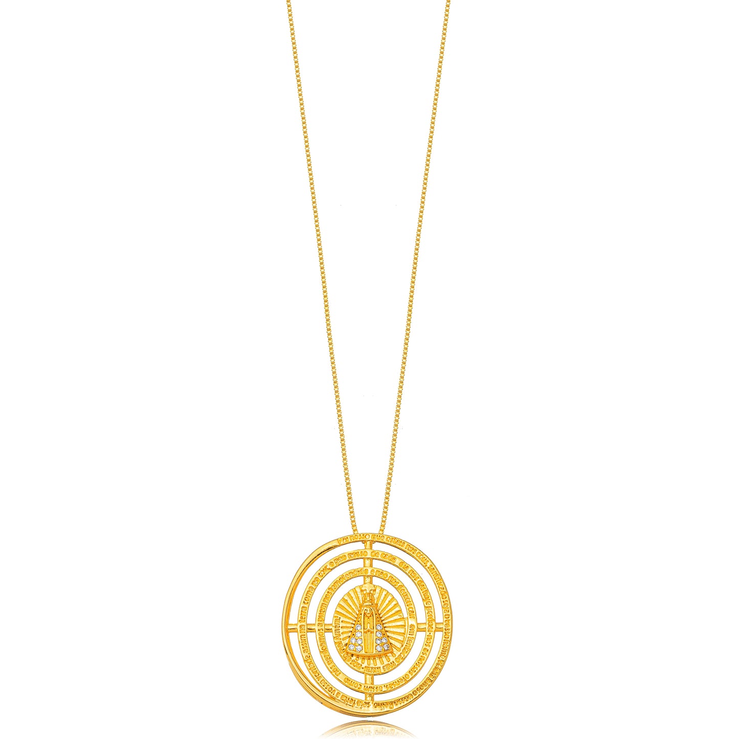 18K Gold Plated Religious Studded Zirconia Necklace