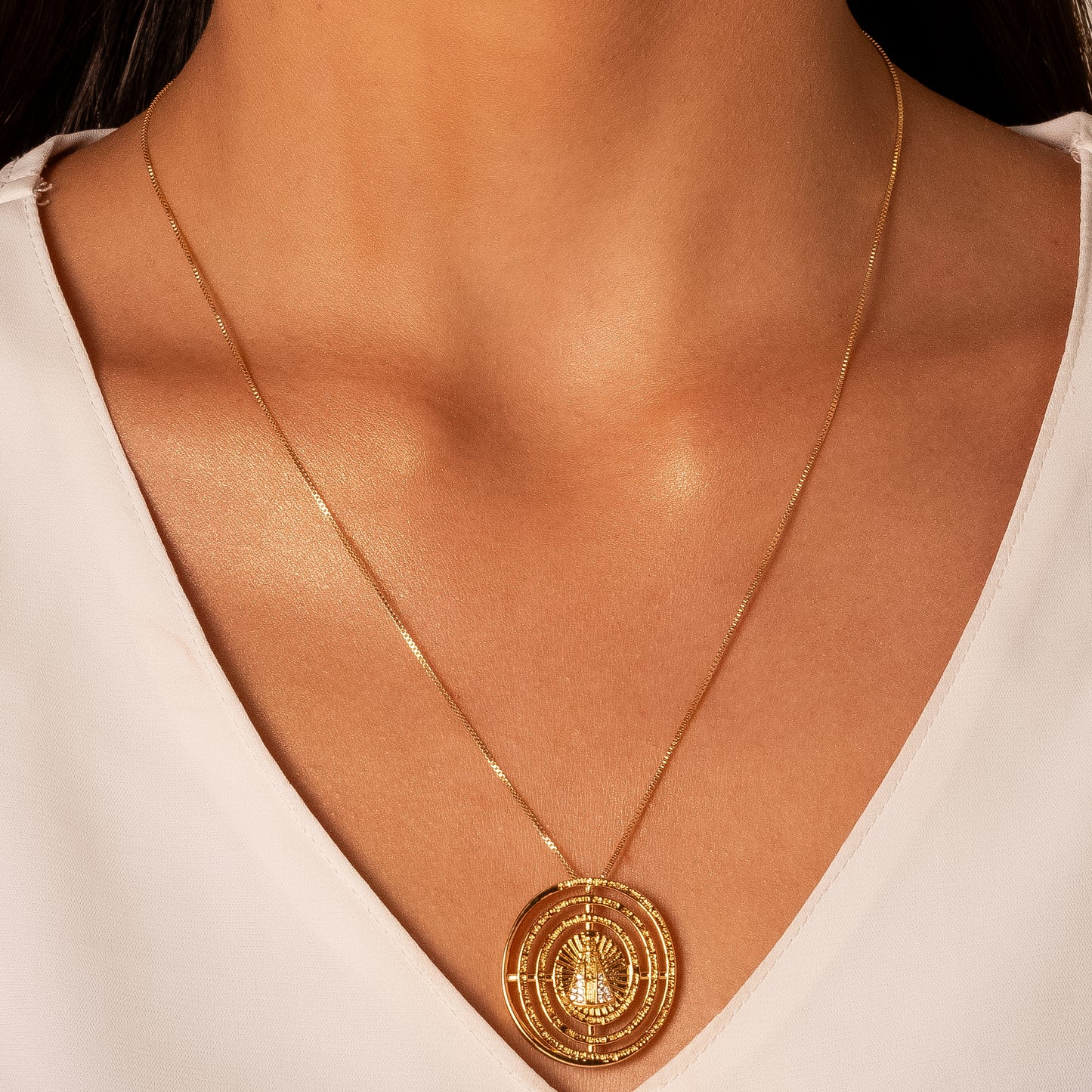 18K Gold Plated Religious Studded Zirconia Necklace