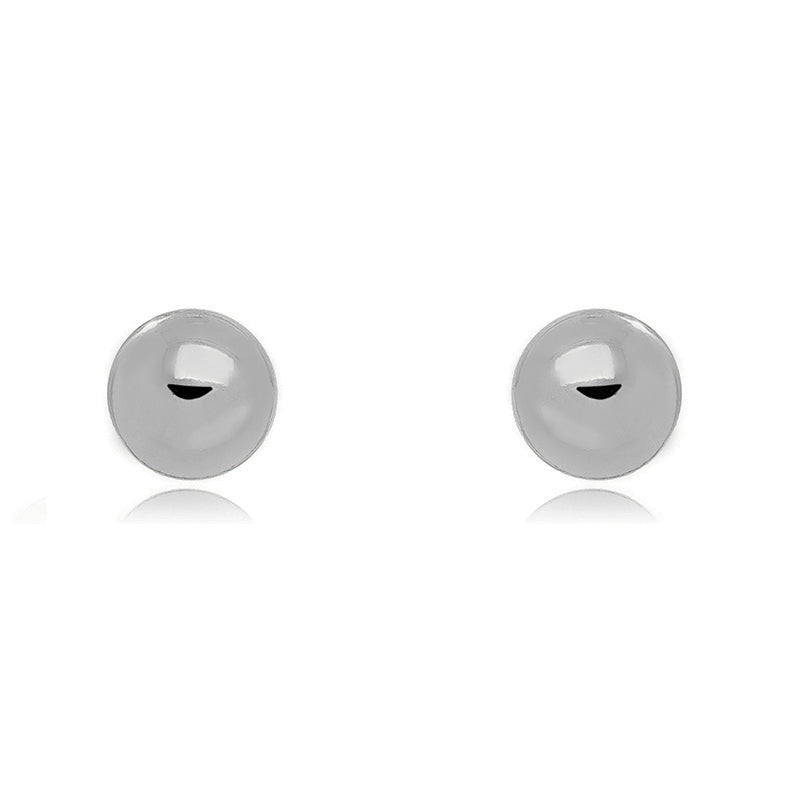 White Rhodium Plated Ball Stud Earrings