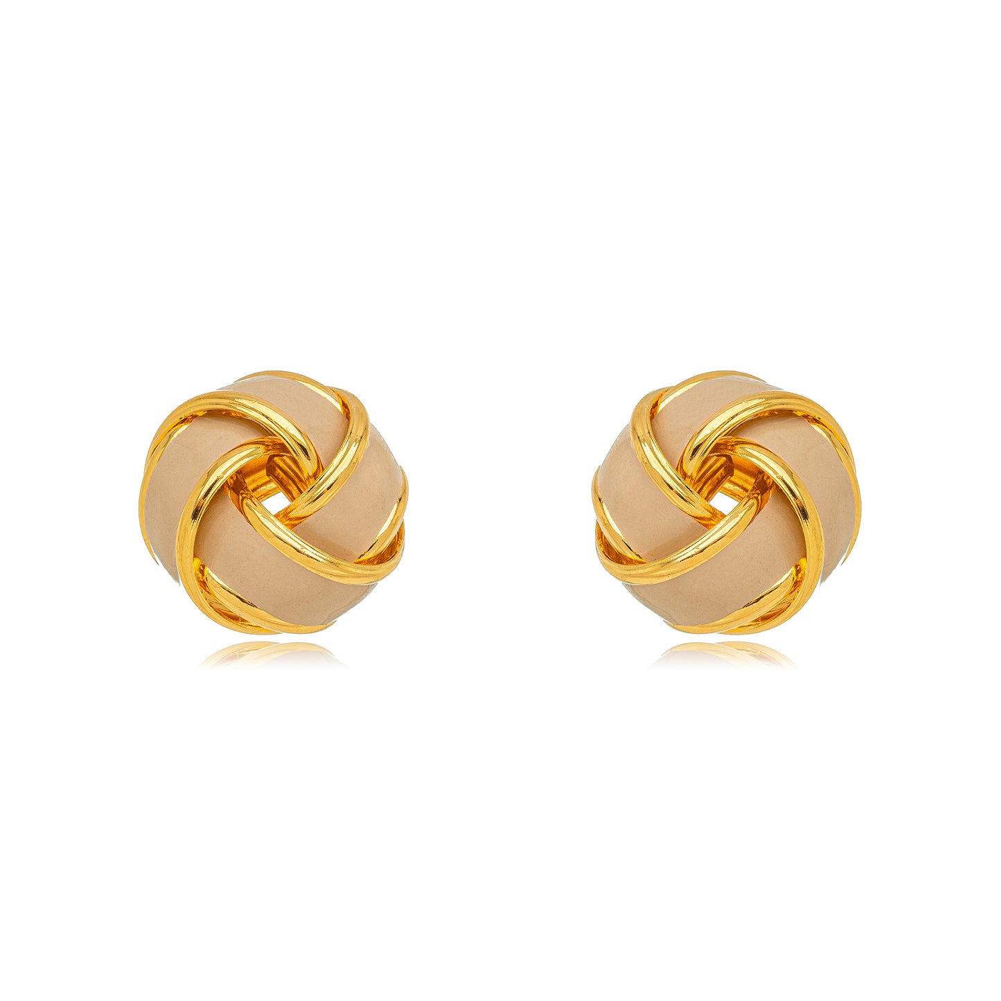 18K Gold Plated Stud Knot Nude Italian Enameling Earrings
