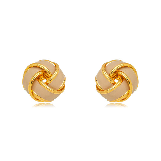 18K Gold Plated Stud Knot Nude Italian Enameling Earrings