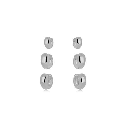 White Rhodium Plated Click Hoops Earrings