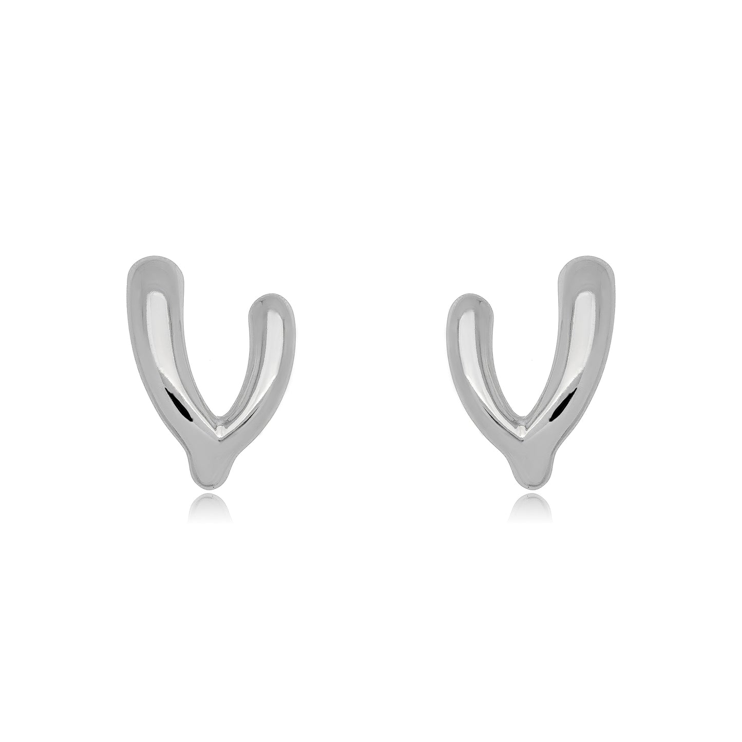 White Rhodium Plated Thick Double Earrings