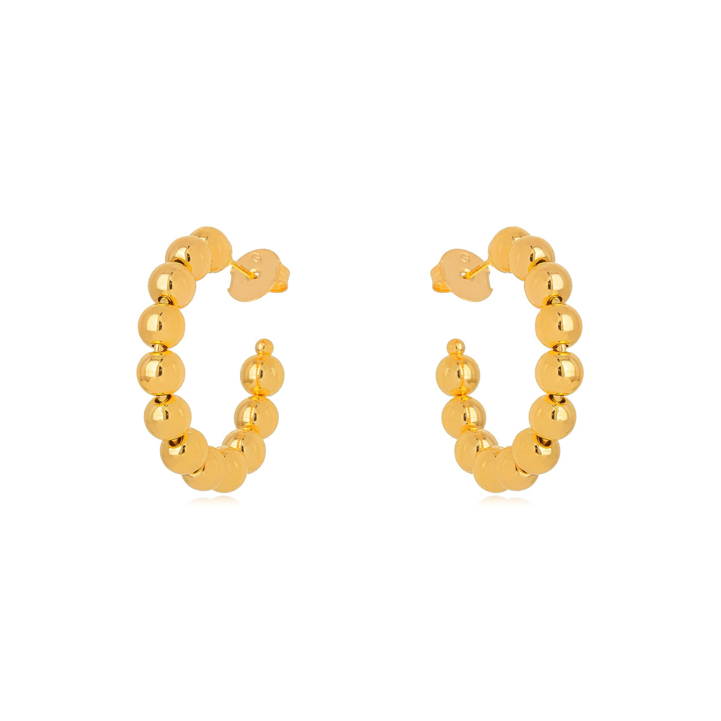 18K Gold Plated Medium Ball Hoops Earrings