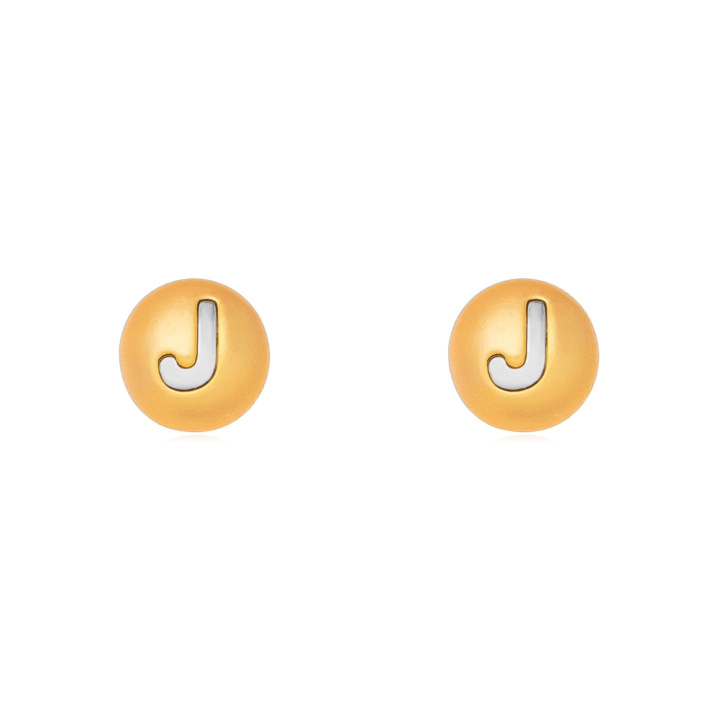 18K Gold Plated and White Rhodium Plated Small Letters Stud Earrings
