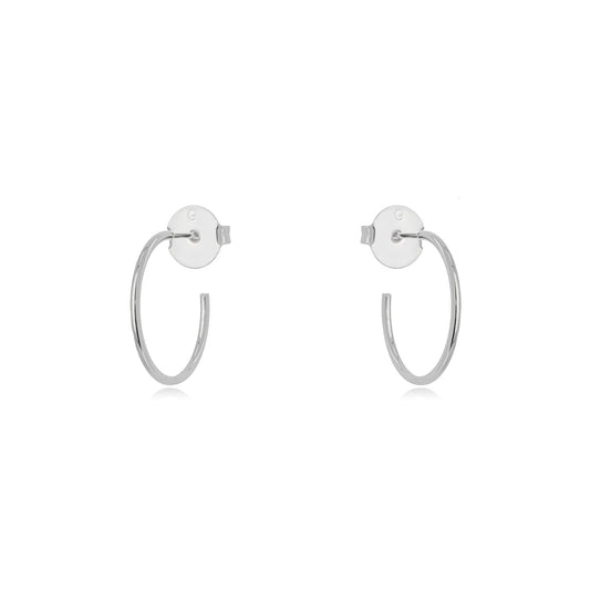 White Rhodium Plated Thin Hoops 2cm Earrings
