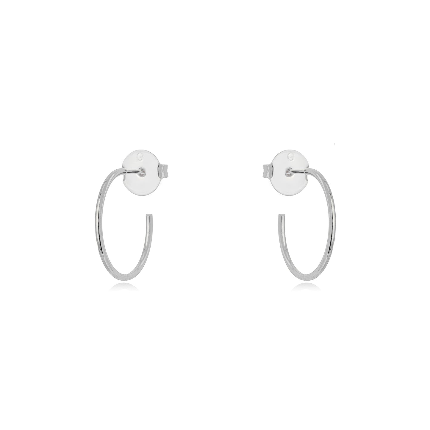 White Rhodium Plated Thin Hoops 2cm Earrings