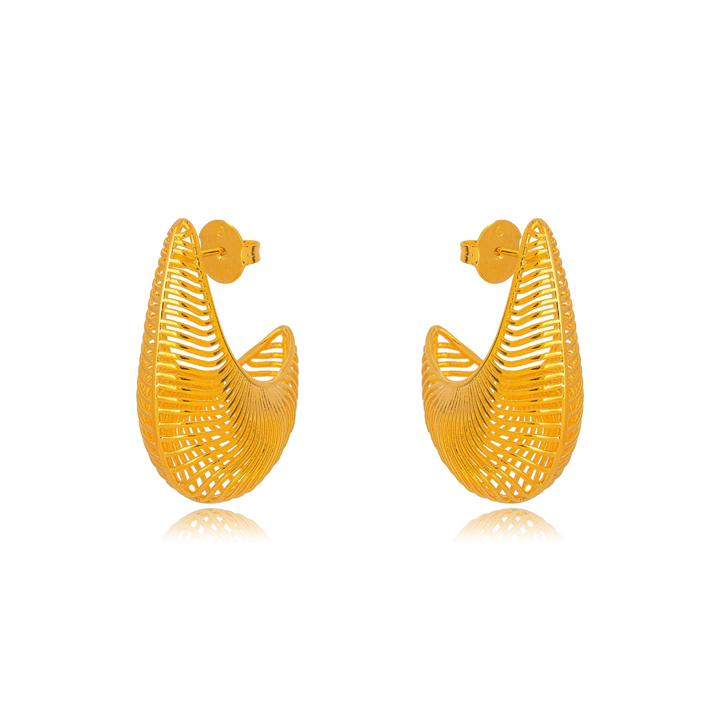 18K Gold Plated Detailed Bold Teardrop Earrings
