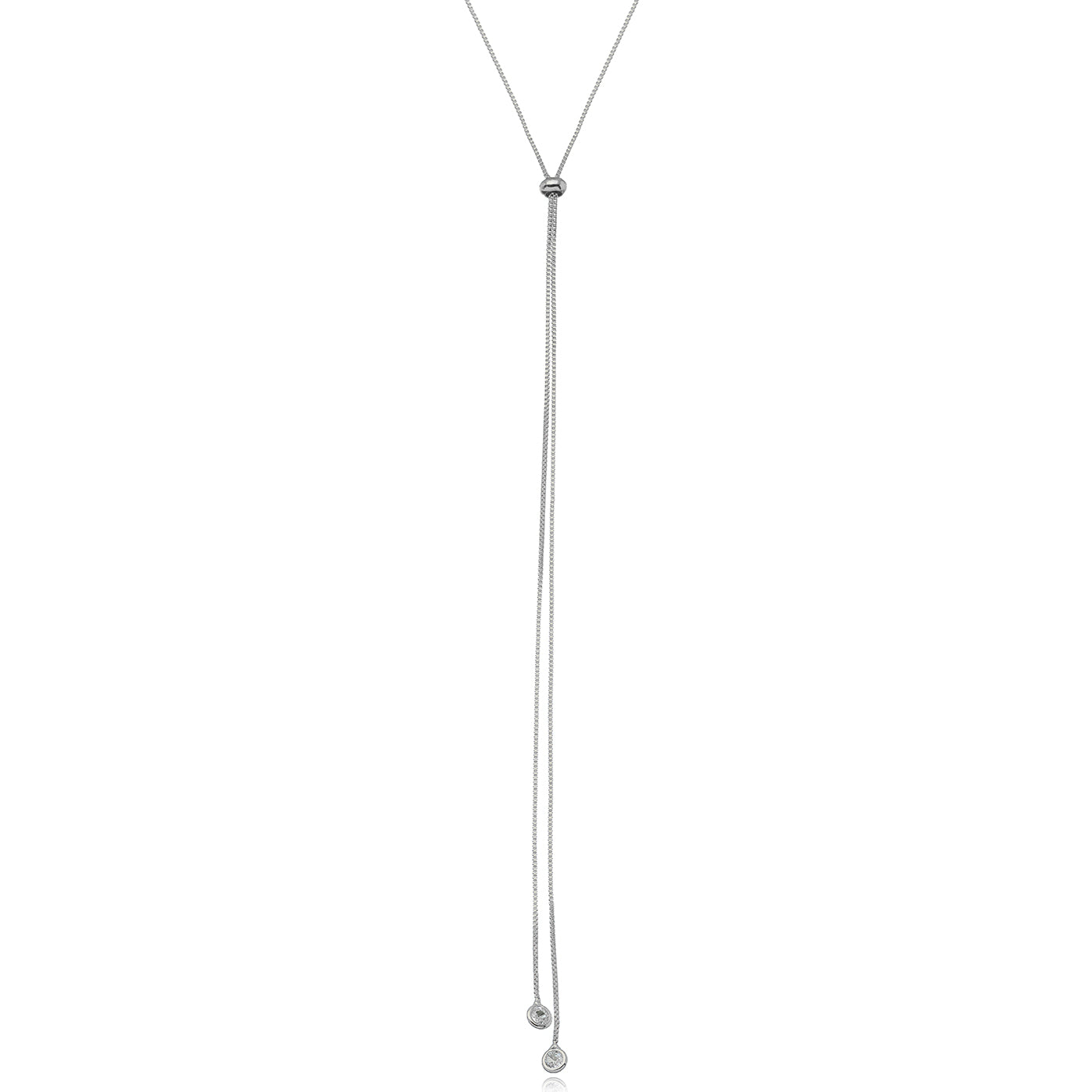 White Rhodium Plated Adjustable Zirconia Necklace