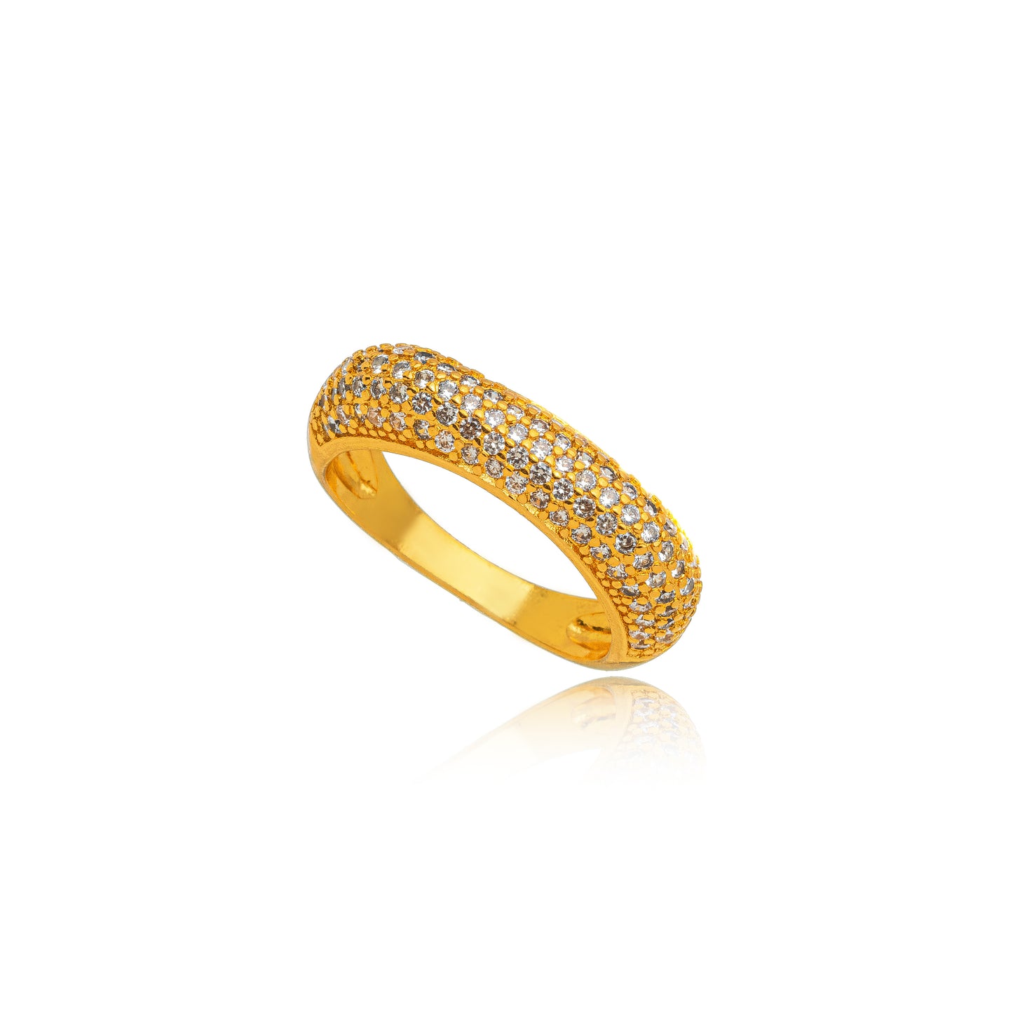 18K Gold Plated Square Bold Studded Zirconia Ring