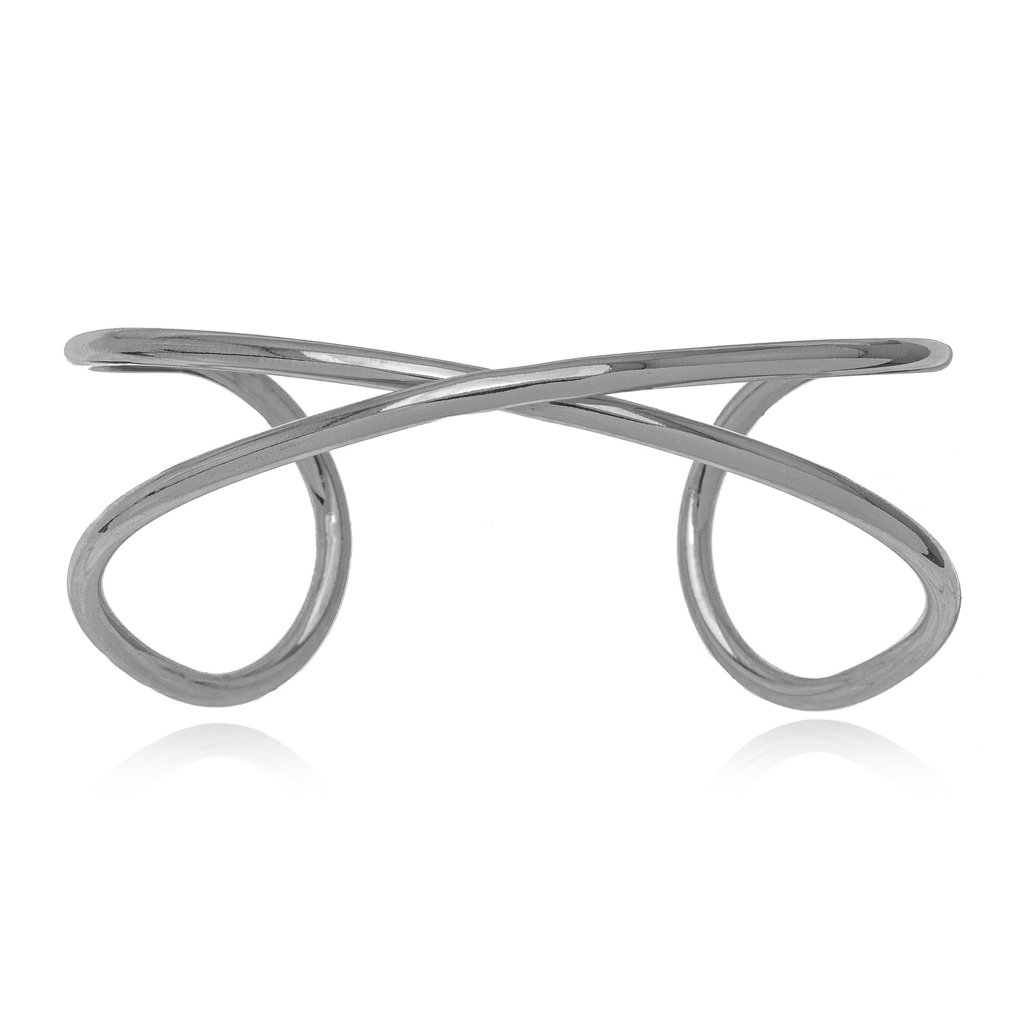 White Rhodium Plated Open Bangle with organic and elegant details.