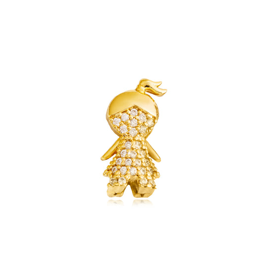 18K Gold Plated Studded Zirconia Girl Pendant