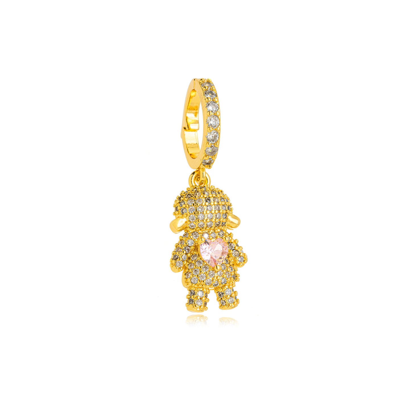 18K Gold Plated Studded Pink Zirconia Girl Pendant