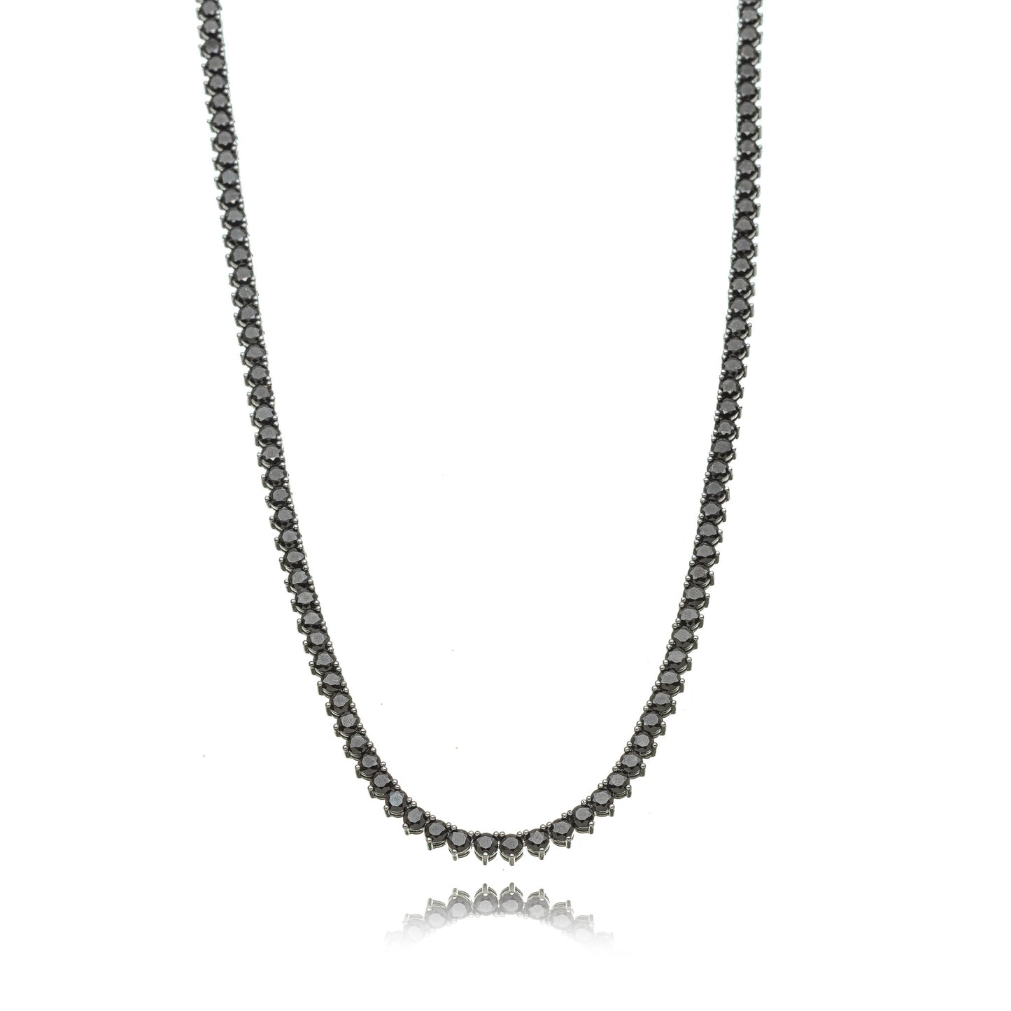 Black Rhodium Plated Three-Prong Zirconia 3mm Tennis Chain 40cm