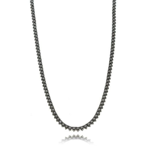 Black Rhodium Plated Three-Prong Zirconia 3mm Tennis Chain 40cm