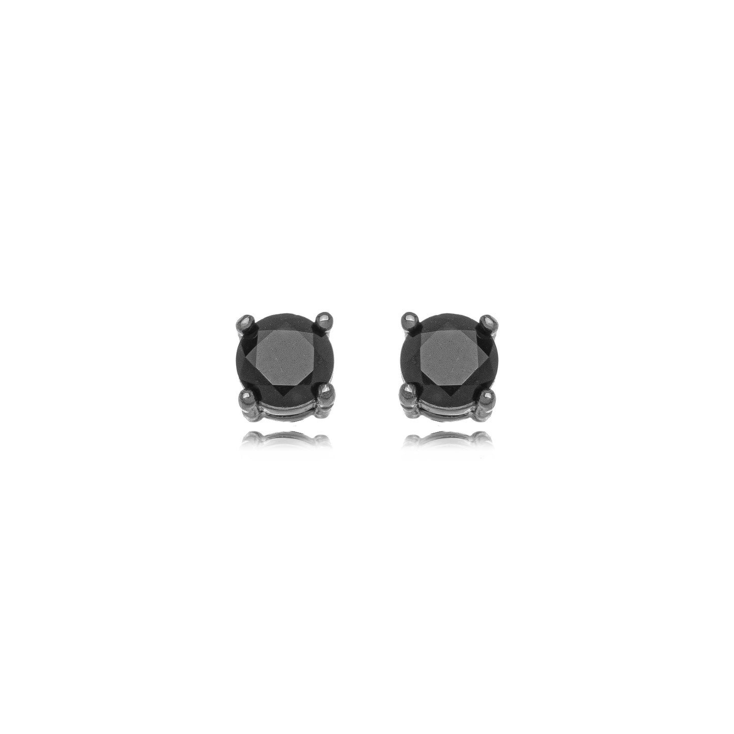 18K Gold Plated Black Zirconia Stud Earrings
