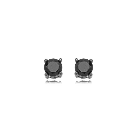 18K Gold Plated Black Zirconia Stud Earrings
