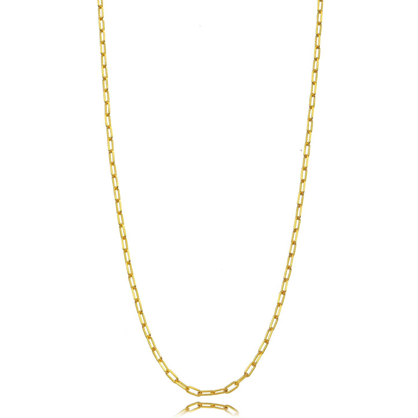18K Gold Plated Thin Paperclip Necklace 55cm