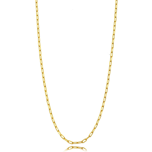 18K Gold Plated Thin Paperclip Necklace 55cm