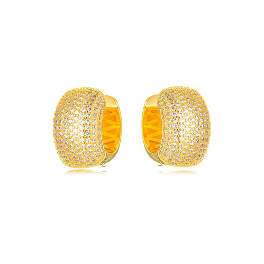 Hoops Eleven Rows Studded Zirconia 18K Gold Plated Earrings