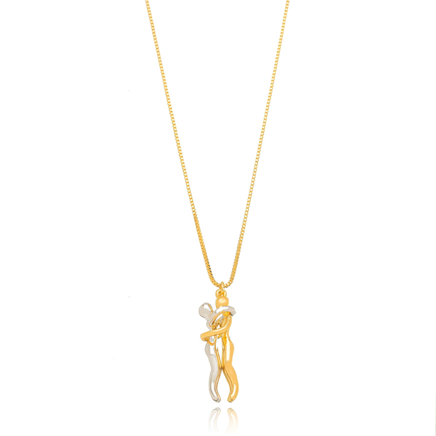 18K Gold Plated and White Rhodium Plated Couple Lovers Necklace