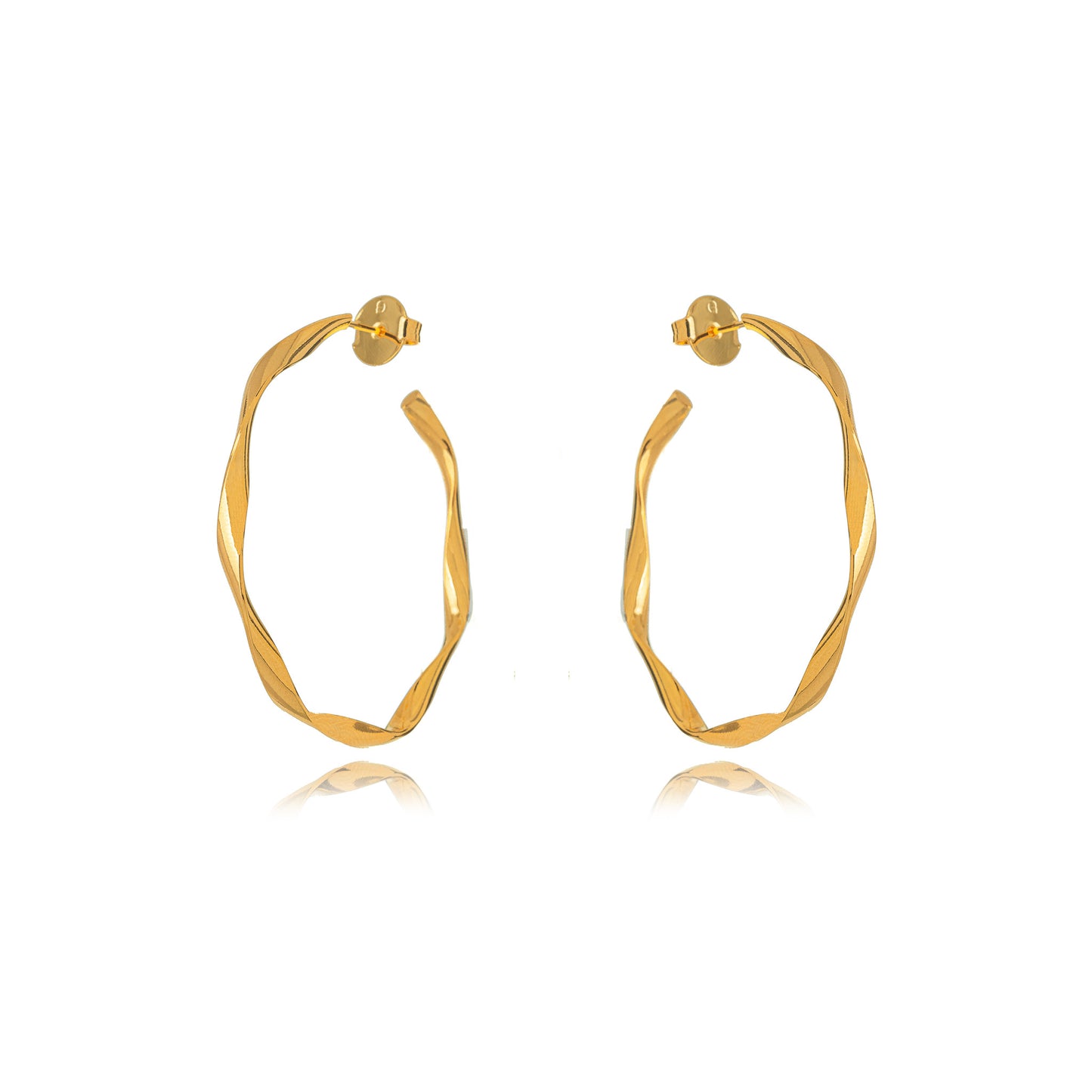 18K Gold Plated Twisted Hoops Earrings