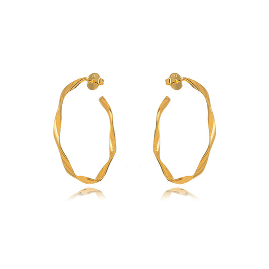 18K Gold Plated Twisted Hoops Earrings