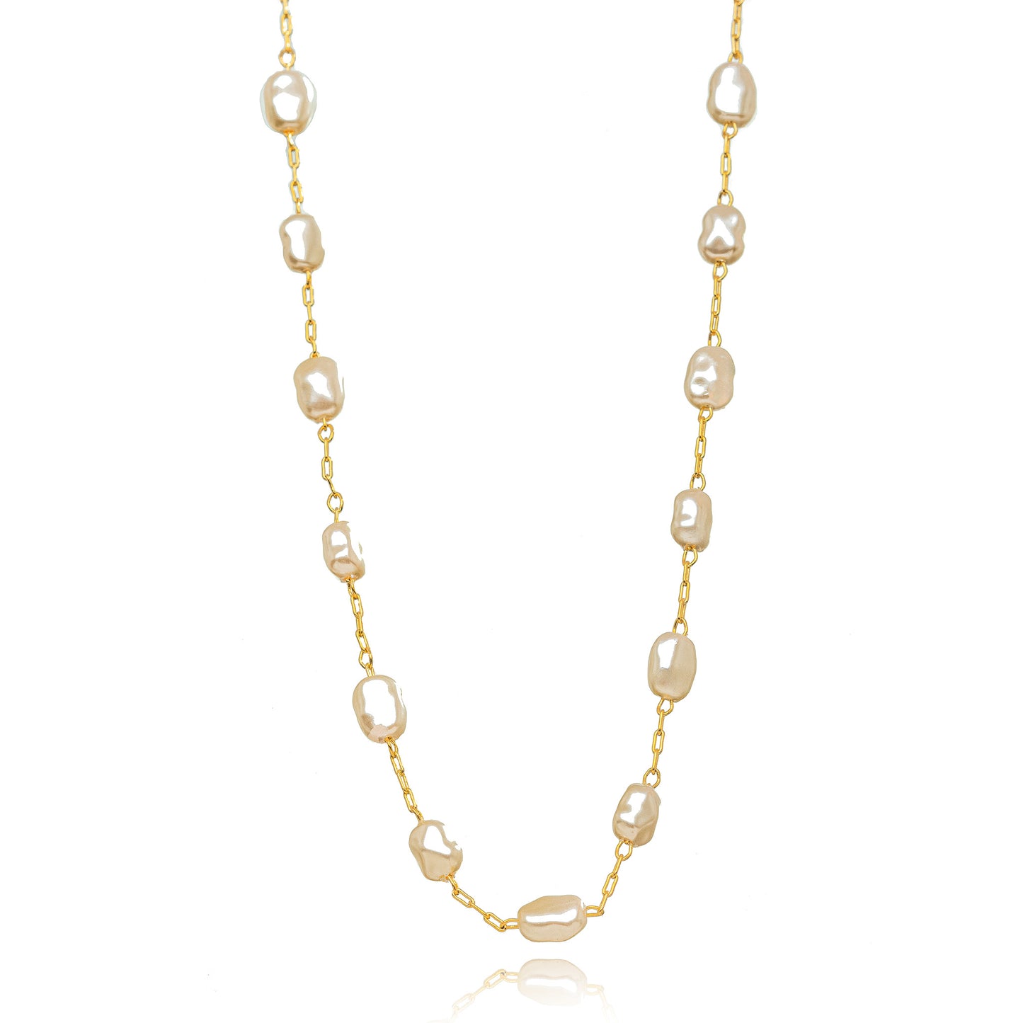18K Gold Plated Delicate Pearls Necklace 40cm