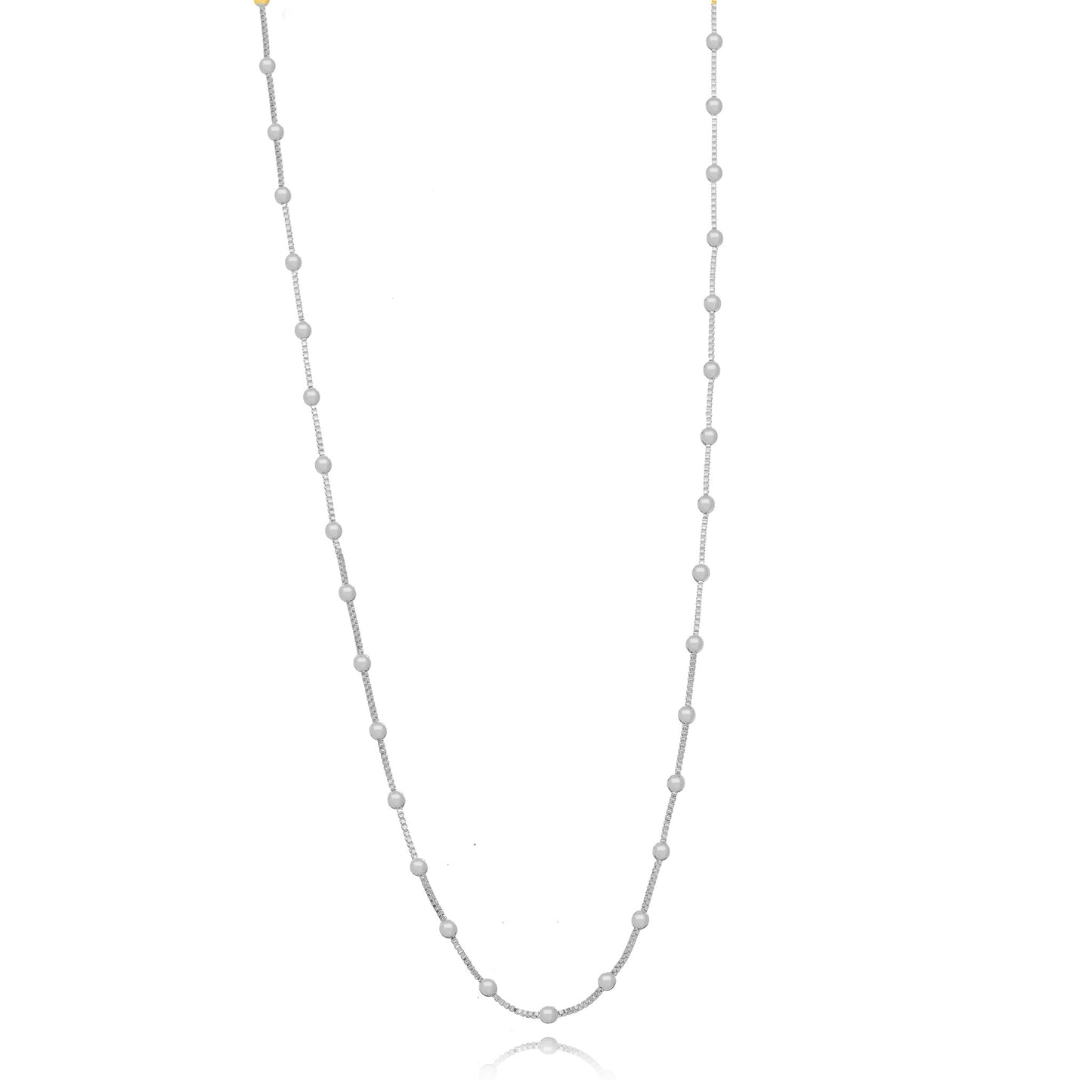 White Rhodium Plated Thick Balls Necklace