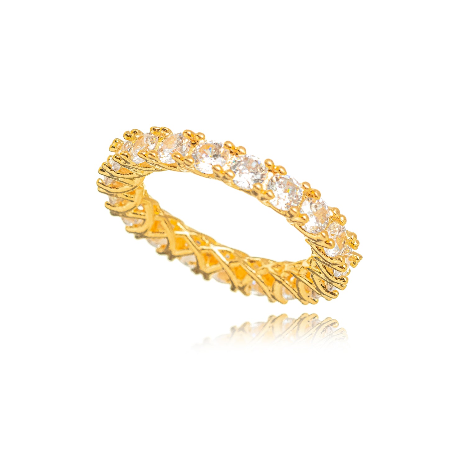 18K Gold Plated Eternity Zirconia Ring 4mm